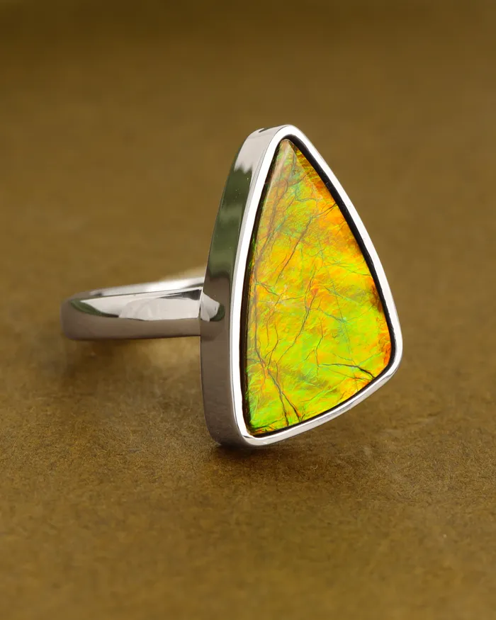 YoTreasure Rings 925 Silver 77 Cts Ammolite Gemstone Ring