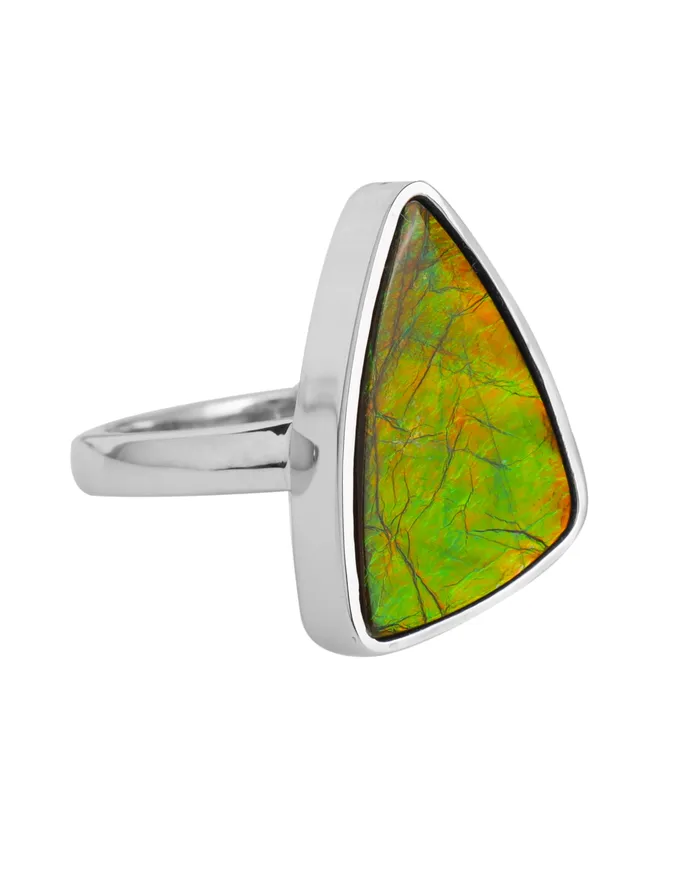 YoTreasure Rings 925 Silver 77 Cts Ammolite Gemstone Ring