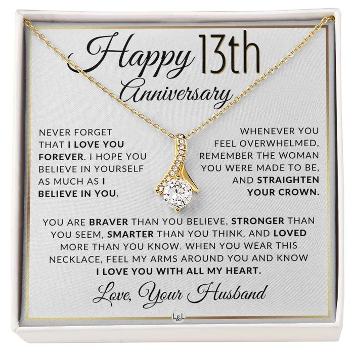13th Anniversary Gift For Wife Anniversary Gift Idea For Your Wife Drop Pendant Necklace Heartfelt Anniversary Message ShineOn Fulfillment Necklaces 13th Anniversary Gift For Wife Anniversary Gift Idea For Your Wife Drop Pendant Necklace Heartfelt Anniversary Message ShineOn Fulfillment Necklaces