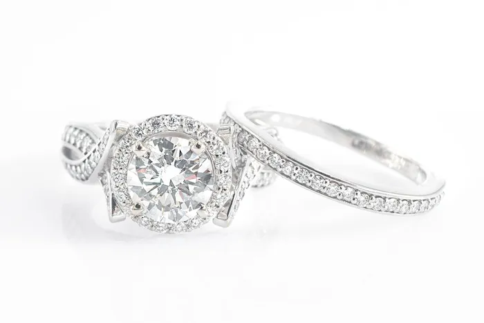 14K gold Split Shank Engagement Ring Set Crown Jewels Coin Rings
