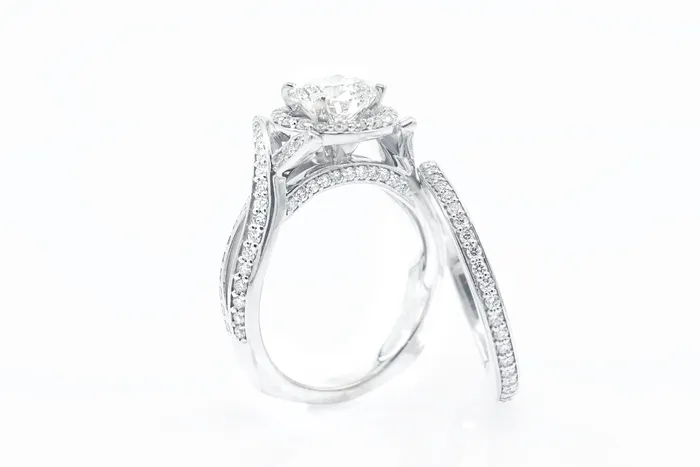 14K gold Split Shank Engagement Ring Set Crown Jewels Coin Rings