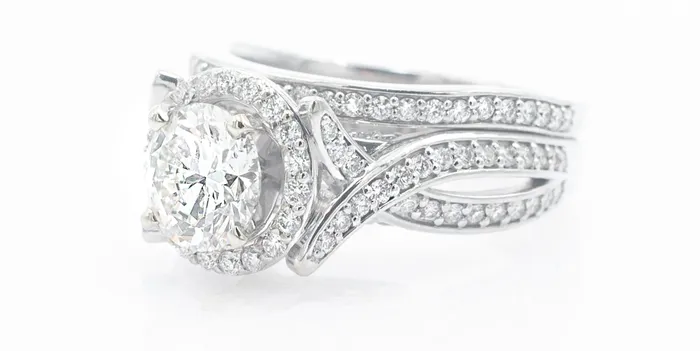 14K gold Split Shank Engagement Ring Set Crown Jewels Coin Rings