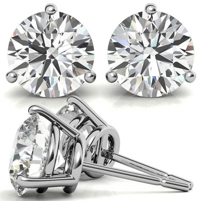 14K White Gold 2ctw Diamond Stud Earrings in Three Prong Basket Settings GEMS ONE CORPRATION Earrings 14K White Gold 2ctw Diamond Stud Earrings in Three Prong Basket Settings GEMS ONE CORPRATION Earrings