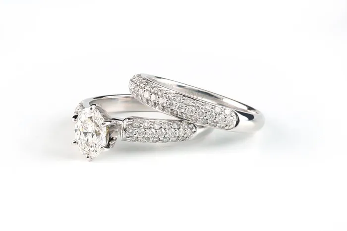 14k White Gold Oval Cut 149ctw Diamond Ring Set Crown Jewels Coin Rings