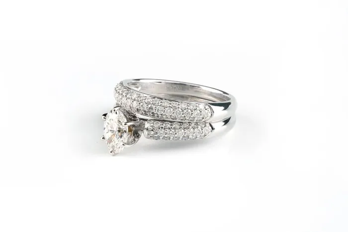 14k White Gold Oval Cut 149ctw Diamond Ring Set Crown Jewels Coin Rings