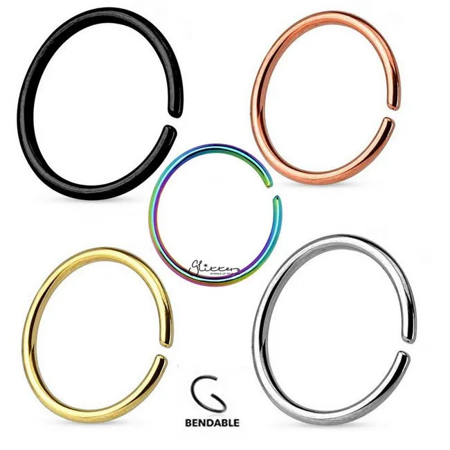 20GA 316L Surgical Steel Bendable Nose Hoop Glitters Earrings