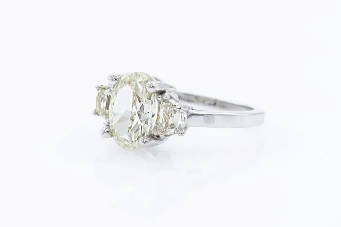 3 stone Oval with Cadallac Sides Engagement ring Crown Jewels Coin Rings