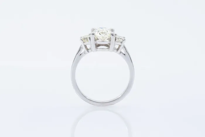 3 stone Oval with Cadallac Sides Engagement ring Crown Jewels Coin Rings
