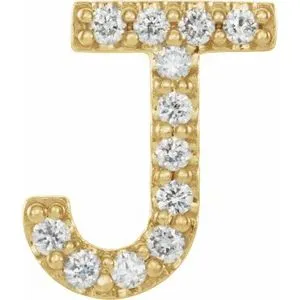 302 Fine Jewelry Earrings Natural Diamond Single Stud Initial Earring AZ Solid 14K Yellow Gold