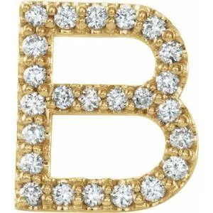 302 Fine Jewelry Earrings Natural Diamond Single Stud Initial Earring AZ Solid 14K Yellow Gold