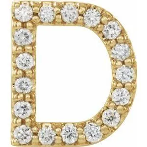 302 Fine Jewelry Earrings Natural Diamond Single Stud Initial Earring AZ Solid 14K Yellow Gold