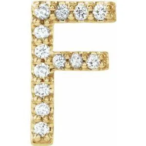 302 Fine Jewelry Earrings Natural Diamond Single Stud Initial Earring AZ Solid 14K Yellow Gold
