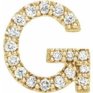 302 Fine Jewelry Earrings Natural Diamond Single Stud Initial Earring AZ Solid 14K Yellow Gold