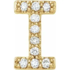 302 Fine Jewelry Earrings Natural Diamond Single Stud Initial Earring AZ Solid 14K Yellow Gold