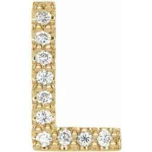 302 Fine Jewelry Earrings Natural Diamond Single Stud Initial Earring AZ Solid 14K Yellow Gold