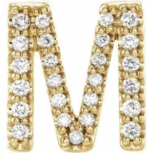 302 Fine Jewelry Earrings Natural Diamond Single Stud Initial Earring AZ Solid 14K Yellow Gold