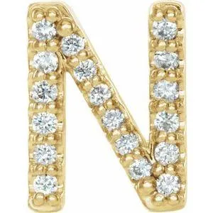 302 Fine Jewelry Earrings Natural Diamond Single Stud Initial Earring AZ Solid 14K Yellow Gold