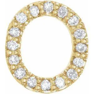 302 Fine Jewelry Earrings Natural Diamond Single Stud Initial Earring AZ Solid 14K Yellow Gold