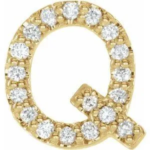 302 Fine Jewelry Earrings Natural Diamond Single Stud Initial Earring AZ Solid 14K Yellow Gold