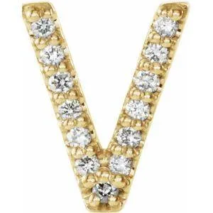 302 Fine Jewelry Earrings Natural Diamond Single Stud Initial Earring AZ Solid 14K Yellow Gold