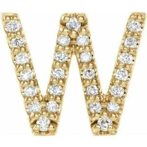 302 Fine Jewelry Earrings Natural Diamond Single Stud Initial Earring AZ Solid 14K Yellow Gold
