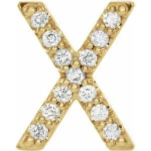 302 Fine Jewelry Earrings Natural Diamond Single Stud Initial Earring AZ Solid 14K Yellow Gold