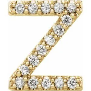 302 Fine Jewelry Earrings Natural Diamond Single Stud Initial Earring AZ Solid 14K Yellow Gold
