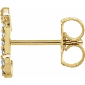 302 Fine Jewelry Earrings Natural Diamond Single Stud Initial Earring AZ Solid 14K Yellow Gold