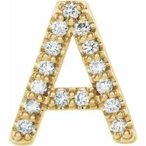 302 Fine Jewelry Earrings Natural Diamond Single Stud Initial Earring AZ Solid 14K Yellow Gold