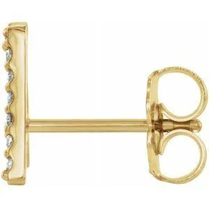 302 Fine Jewelry Earrings Natural Diamond Single Stud Initial Earring AZ Solid 14K Yellow Gold