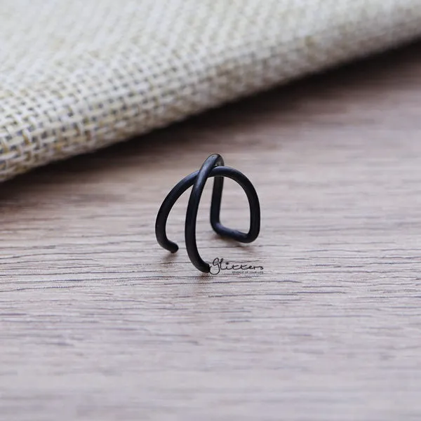 316L Surgical Steel Cross Line Ear Cuffs Non Piercing Minimalist Ear Cuffs Glitters Earrings