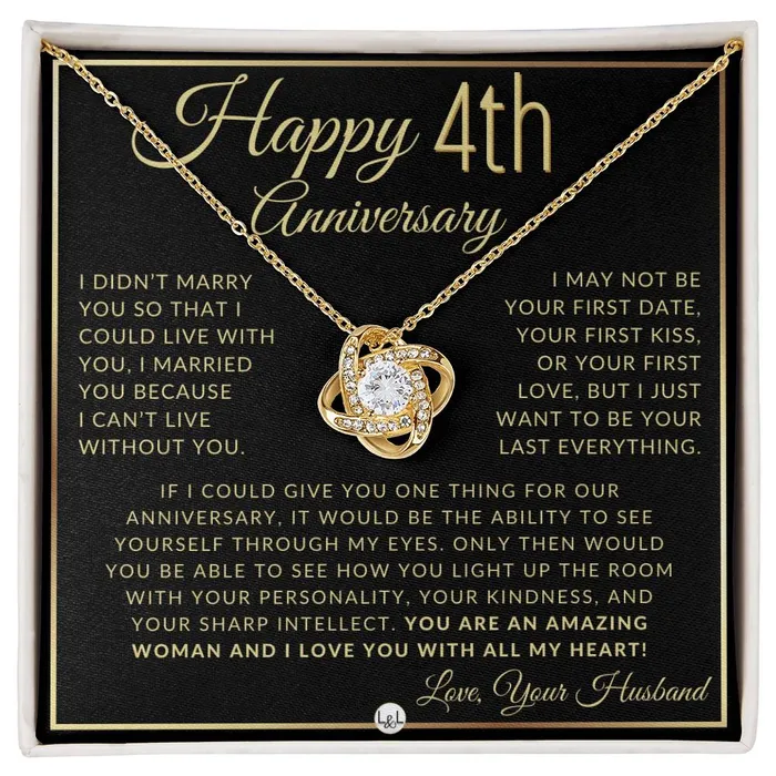 4th Anniversary Gift For Wife Beautiful Womens Pendant Necklace Heartfelt Anniversary Message ShineOn Fulfillment Necklaces 4th Anniversary Gift For Wife Beautiful Womens Pendant Necklace Heartfelt Anniversary Message ShineOn Fulfillment Necklaces