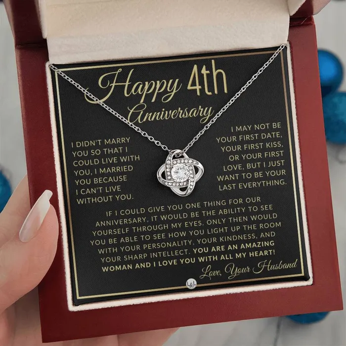 4th Anniversary Gift For Wife Beautiful Womens Pendant Necklace Heartfelt Anniversary Message ShineOn Fulfillment Necklaces