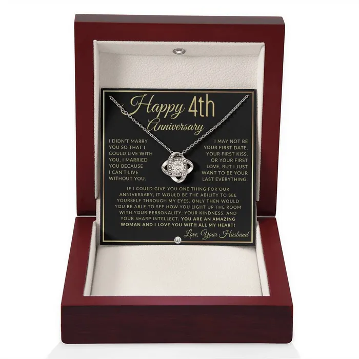 4th Anniversary Gift For Wife Beautiful Womens Pendant Necklace Heartfelt Anniversary Message ShineOn Fulfillment Necklaces