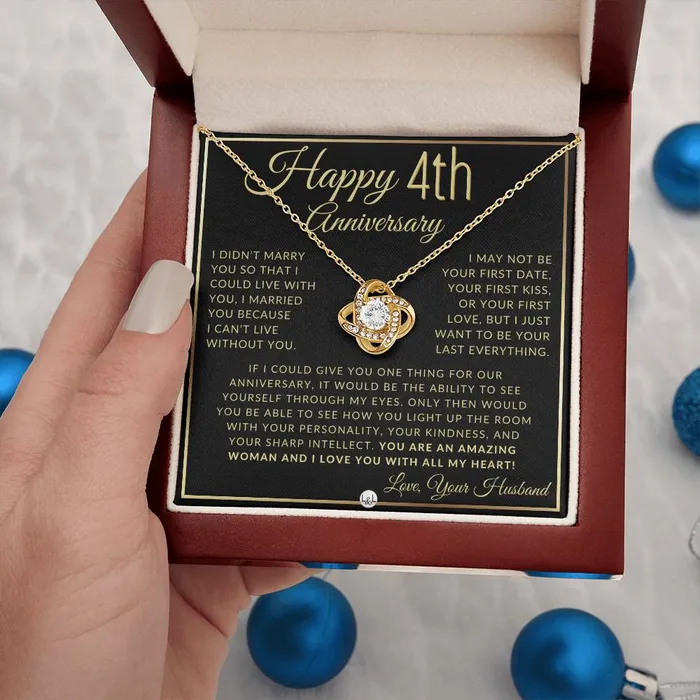4th Anniversary Gift For Wife Beautiful Womens Pendant Necklace Heartfelt Anniversary Message ShineOn Fulfillment Necklaces
