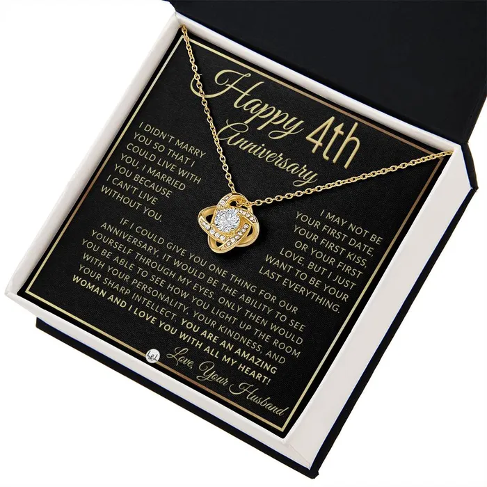 4th Anniversary Gift For Wife Beautiful Womens Pendant Necklace Heartfelt Anniversary Message ShineOn Fulfillment Necklaces