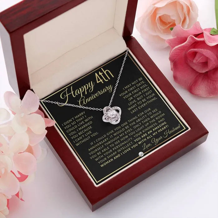 4th Anniversary Gift For Wife Beautiful Womens Pendant Necklace Heartfelt Anniversary Message ShineOn Fulfillment Necklaces