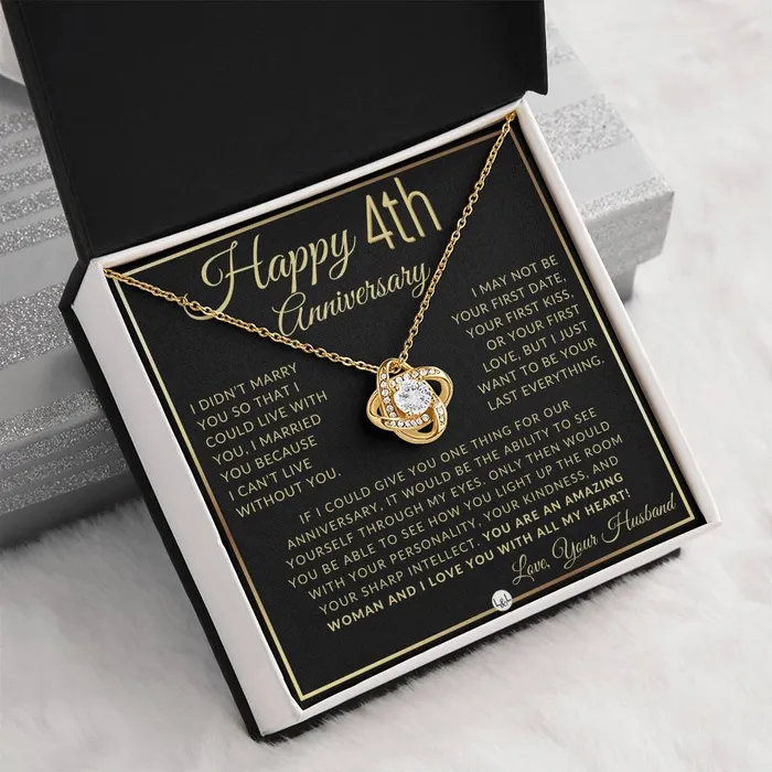 4th Anniversary Gift For Wife Beautiful Womens Pendant Necklace Heartfelt Anniversary Message ShineOn Fulfillment Necklaces