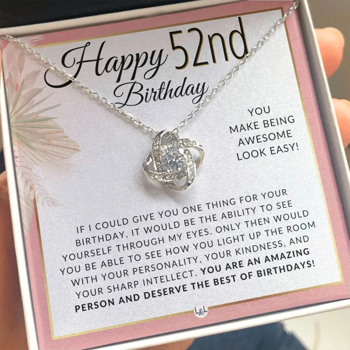 52nd Birthday Gift For Her Necklace For 52 Year Old Beautiful Womans Birthday Pendant Jewelry ShineOn Fulfillment Necklaces