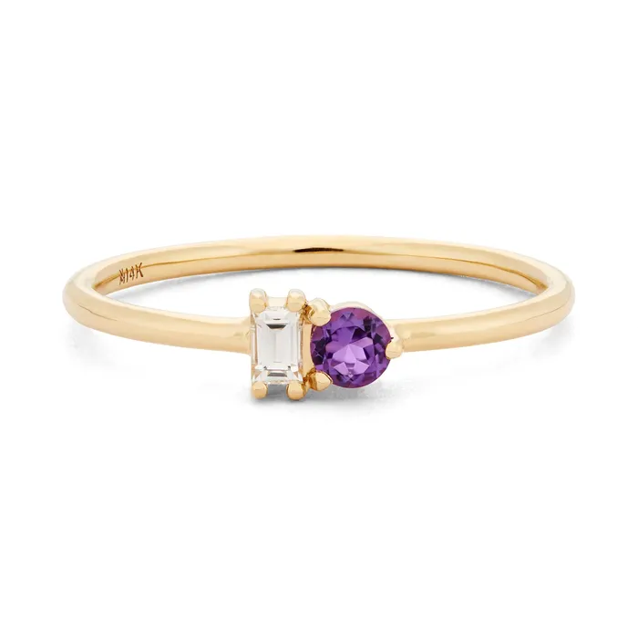 Amethyst Diamond Baguette Ring Valerie Madison Fine Jewelry Rings