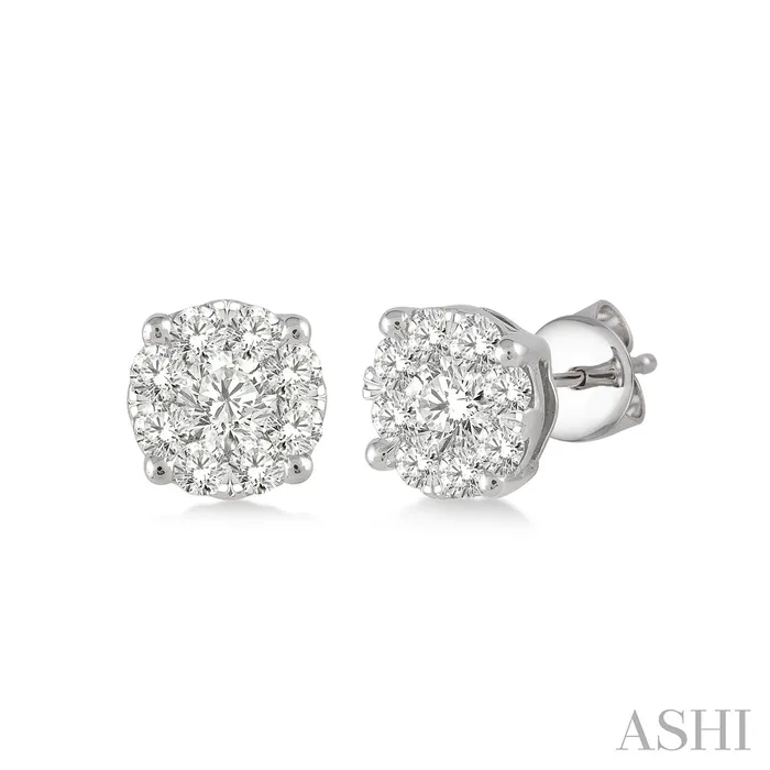 ASHI DIAMONDS Earrings 14K White Gold 15ctw Cluster Stud Style Diamond Earrings ASHI DIAMONDS Earrings 14K White Gold 15ctw Cluster Stud Style Diamond Earrings