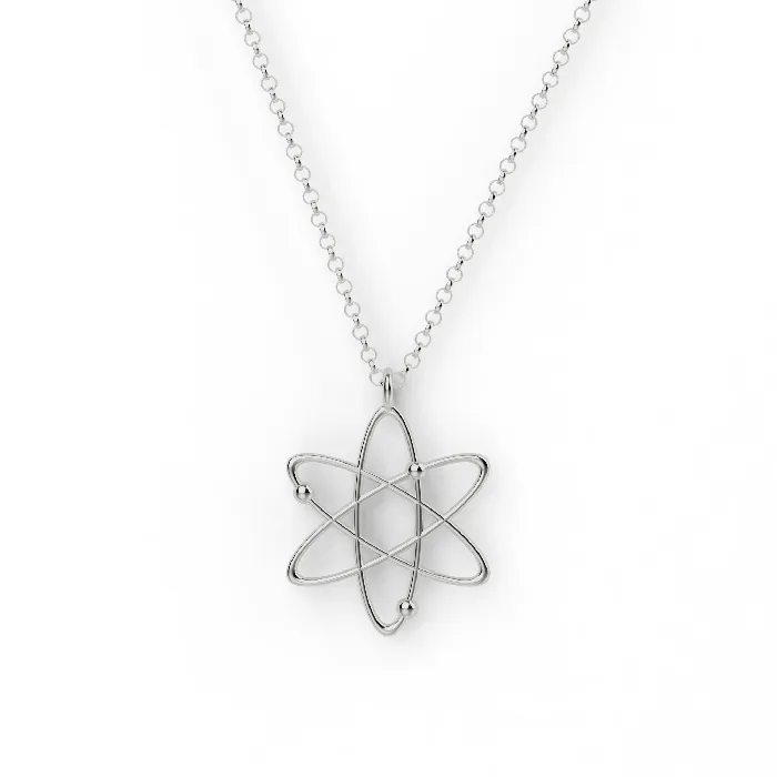 atom necklace silver sciencejewelry1824 Necklaces
