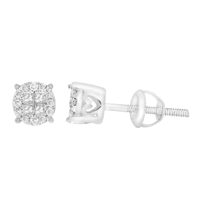 AV Earrings LADIES STUD EARRINGS 025CT ROUNDPRINCESS DIAMOND 10K WHITE GOLD AV Earrings LADIES STUD EARRINGS 025CT ROUNDPRINCESS DIAMOND 10K WHITE GOLD