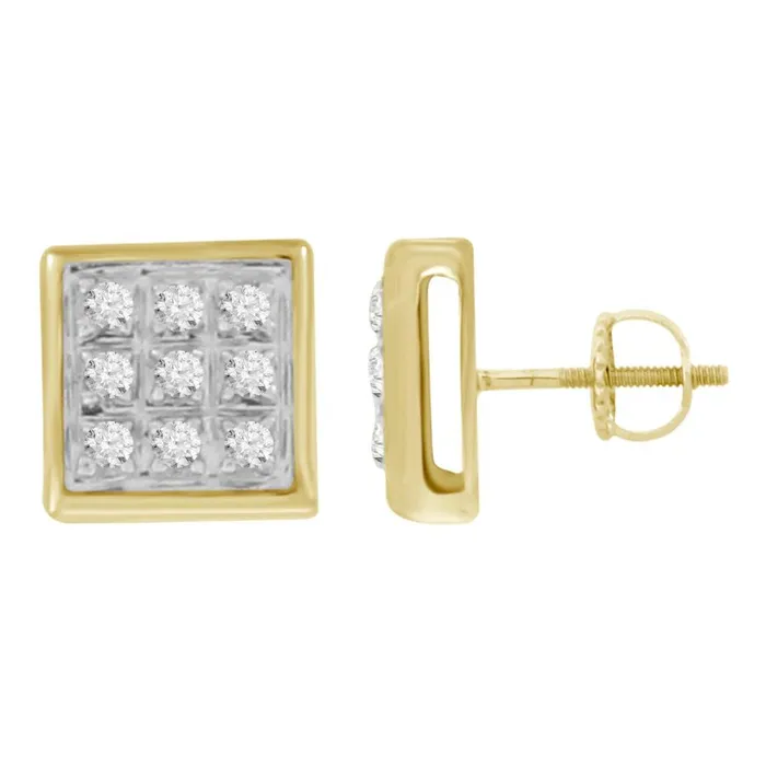 AV Earrings MENS YUVA EARRINGS 005CT ROUND DIAMOND 10K YELLOW GOLD