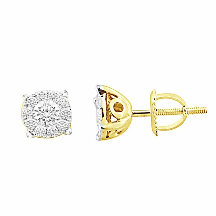 AV LADIES EARRINGS 030CT ROUND DIAMOND 14K YELLOW GOLD SI QUALITY Earrings