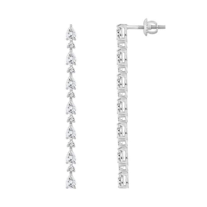 AV LADIES EARRINGS 235CT ROUNDPEAR DIAMOND 14K WHITE GOLD Earrings