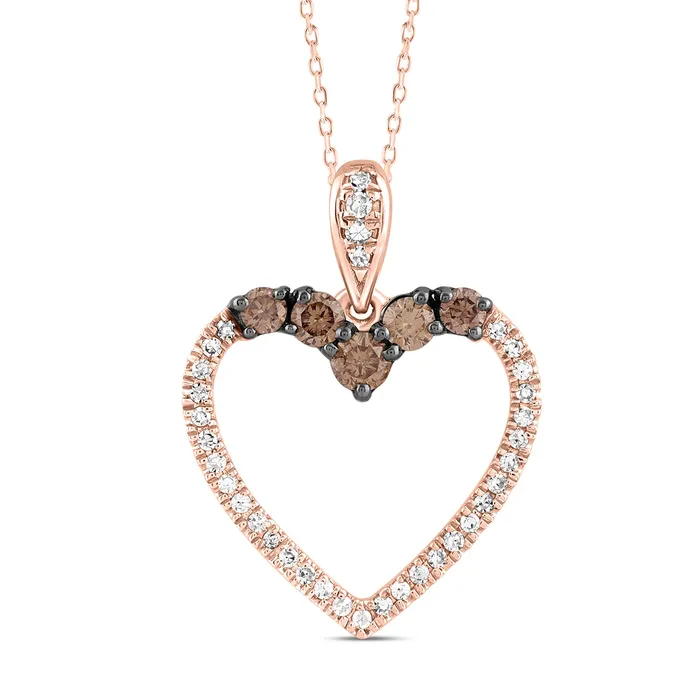 AV Necklaces LADIES PENDANT 033CT ROUNDDARK BROWN DIAMOND 14K ROSE GOLD