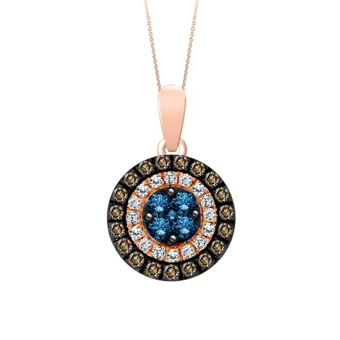 AV Necklaces LADIES PENDANT WITH CHAIN 060CT DARK BROWNBLUE SAPPHIREROUND DIAMOND 14K ROSE GOLD AV Necklaces LADIES PENDANT WITH CHAIN 060CT DARK BROWNBLUE SAPPHIREROUND DIAMOND 14K ROSE GOLD