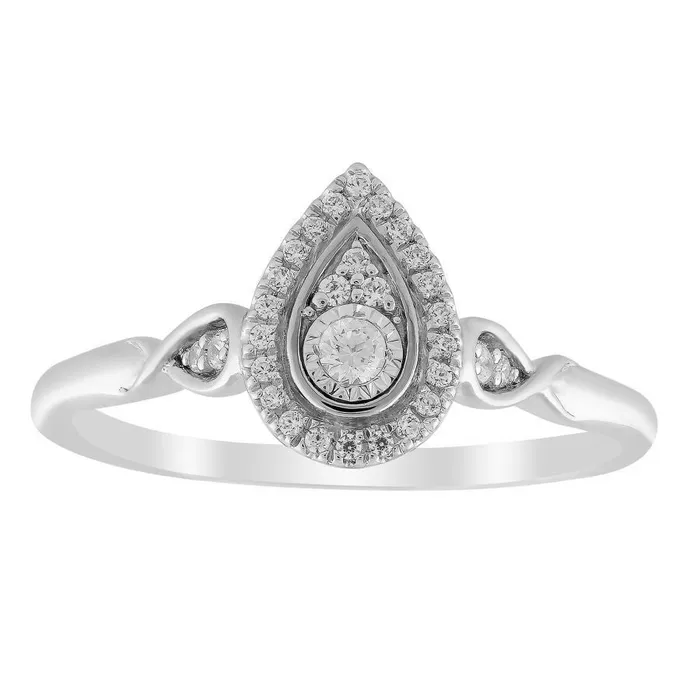 AV Rings LADIES RING 015CT ROUND DIAMOND 10K WHITE GOLD