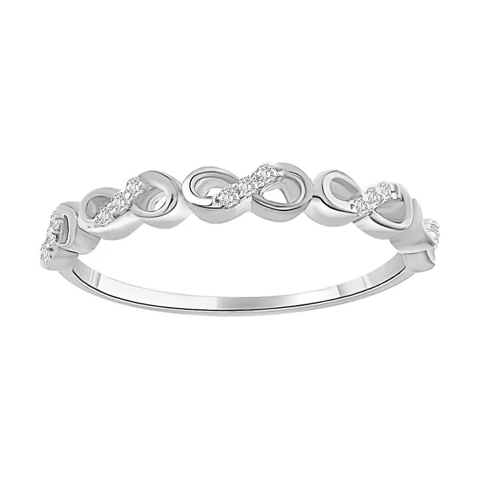 AV Rings LADIES STACKABLE BAND 005CT ROUND DIAMOND 10K WHITE GOLD